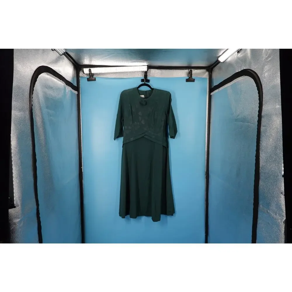 Vintage Piccalino Green Flowy Dress Size 8P